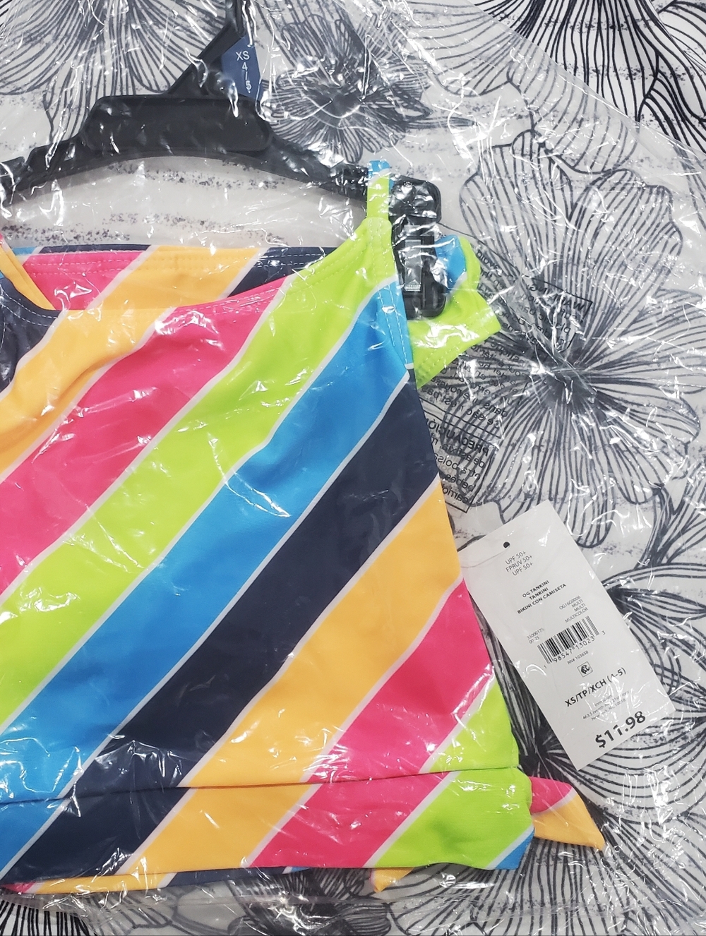 Kids Swim Tankini Top And Bottom - Bright Multi-Stripe
